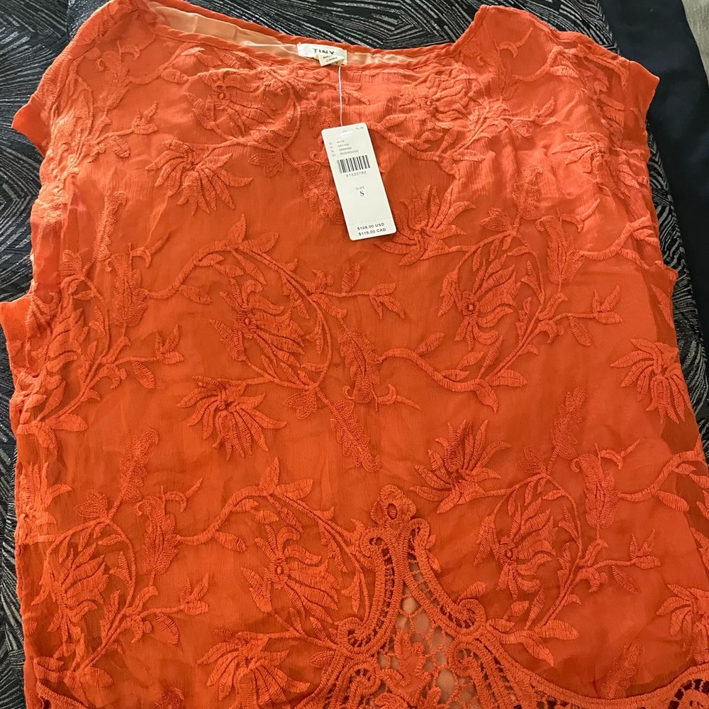 Anthropology Tiny NWT orange lace shirt